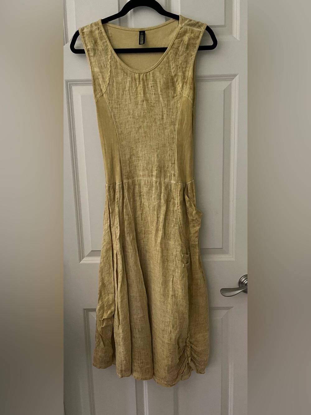 Inizio "Magic" Sleeveless Linen Dress Mixed-Media Lagenlook silhouette Italy S
